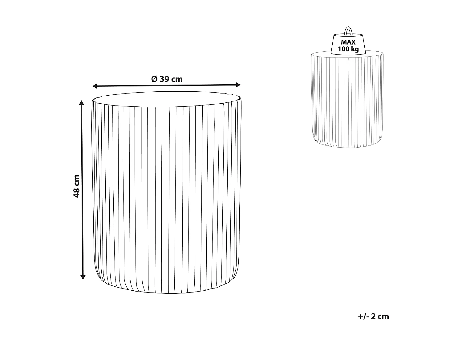 Beistelltisch Beton und Glasfaser grau Rillenstruktur rund ⌀ 39 cm modern Amaro
