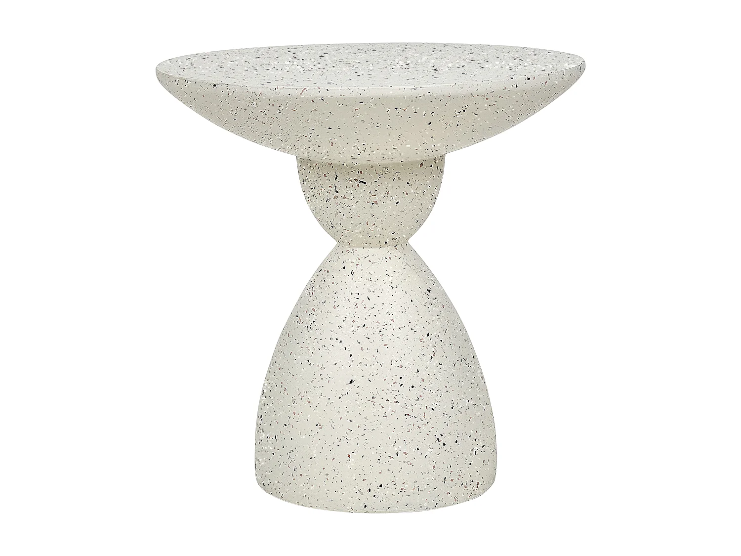 Beistelltisch Beton und Glasfaser creme weiß Terrazzo Optik rund ⌀ 50 cm Cafffi