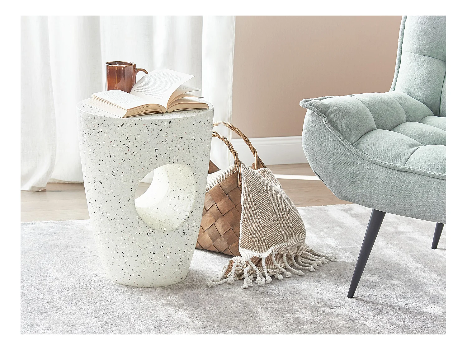 Table d'appoint EDOLO Terrazzo blanc