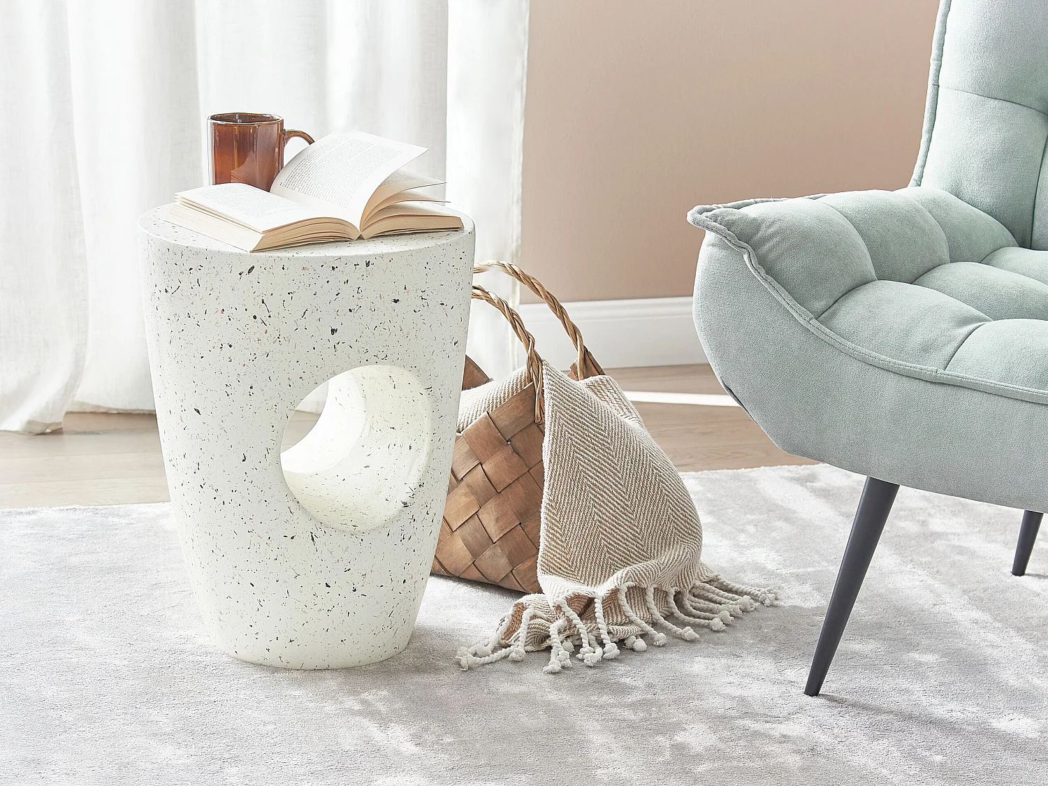 Table d'appoint EDOLO Terrazzo blanc