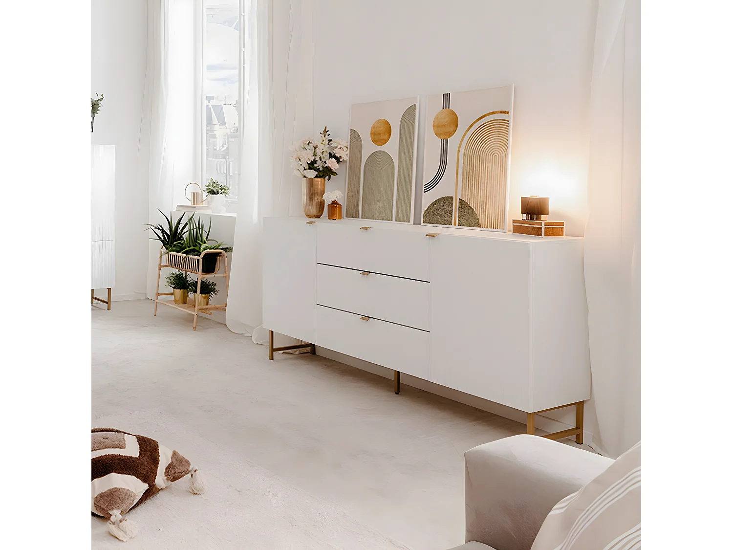 Buffet 2 Portes 3 Tiroirs L179 cm - GLASGOW