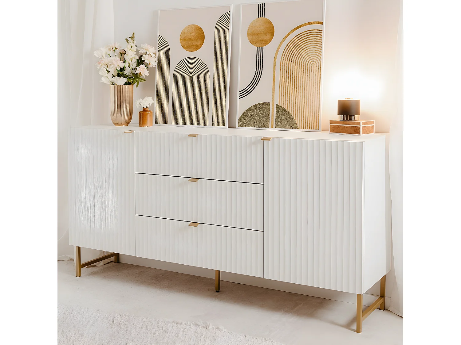 Buffet 2 Portes 3 Tiroirs L179 cm - GLASGOW