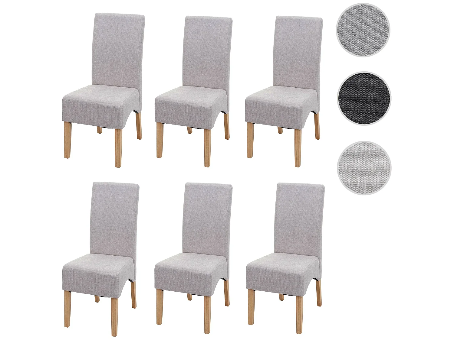 Eetkamerstoel Crotone (set van 6),  crème beige, lichtgekleurde poten