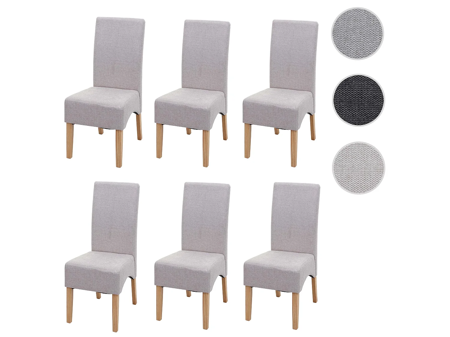 Chaise de salle à manger Crotone (lot de 6),  crème beige, pieds clairs