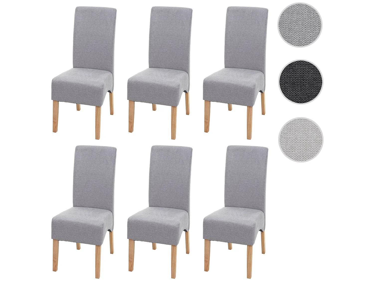 Silla de comedor Crotone (juego de 6),  gris claro, patas claras