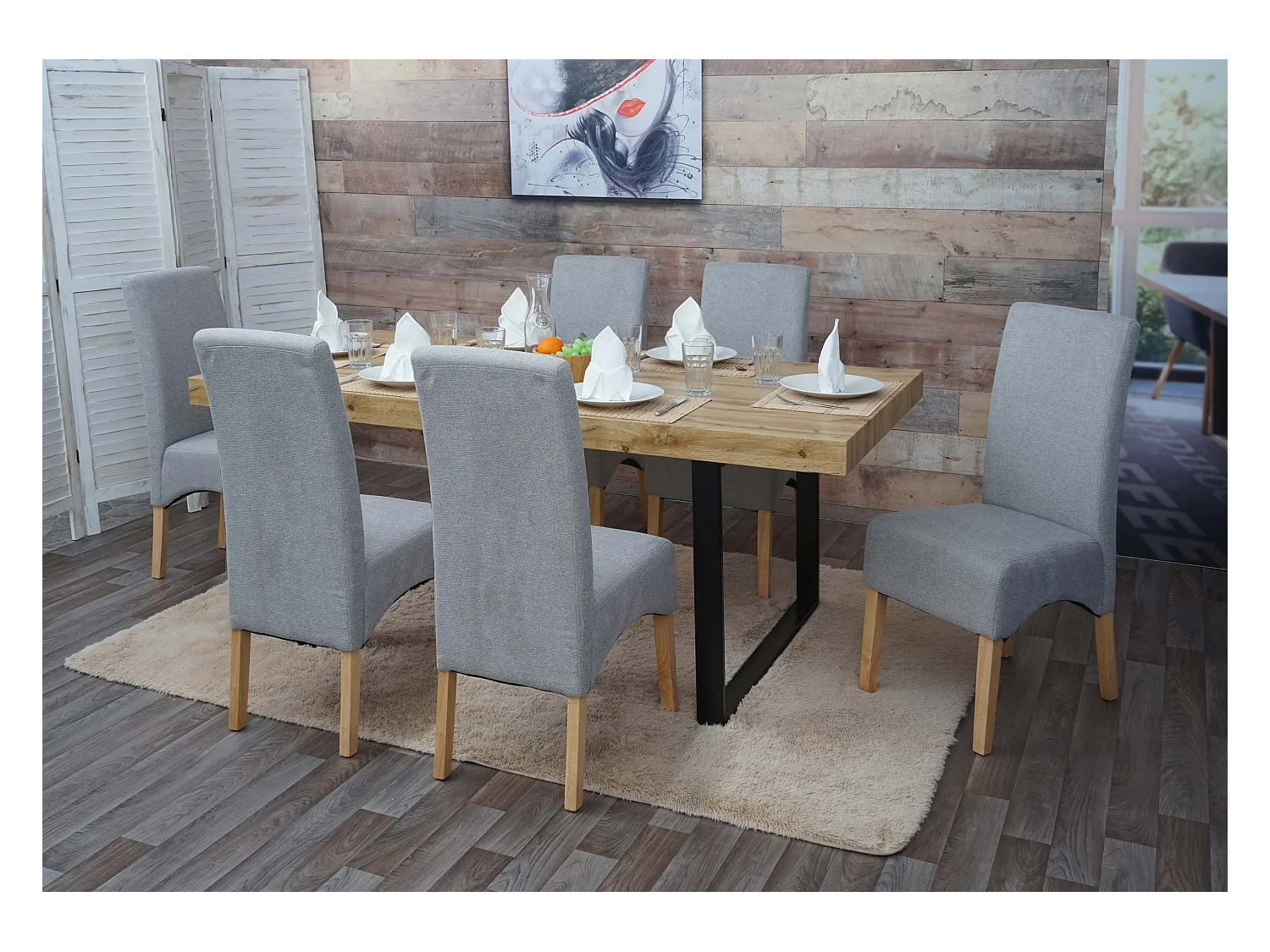 Chaise de salle à manger Crotone (lot de 6),  gris clair, pieds clairs