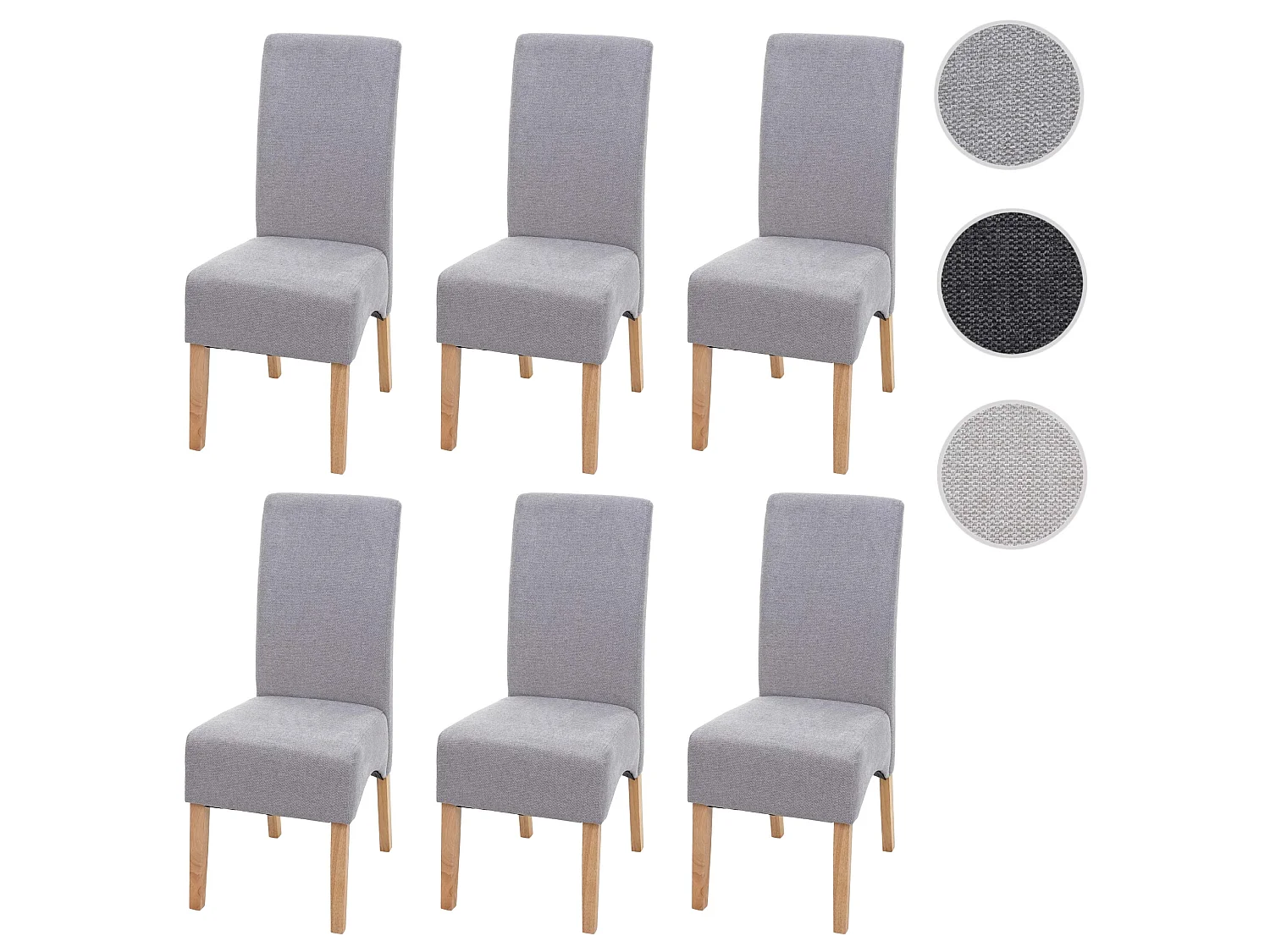 Eetkamerstoel Crotone (set van 6),  lichtgrijs, lichte poten