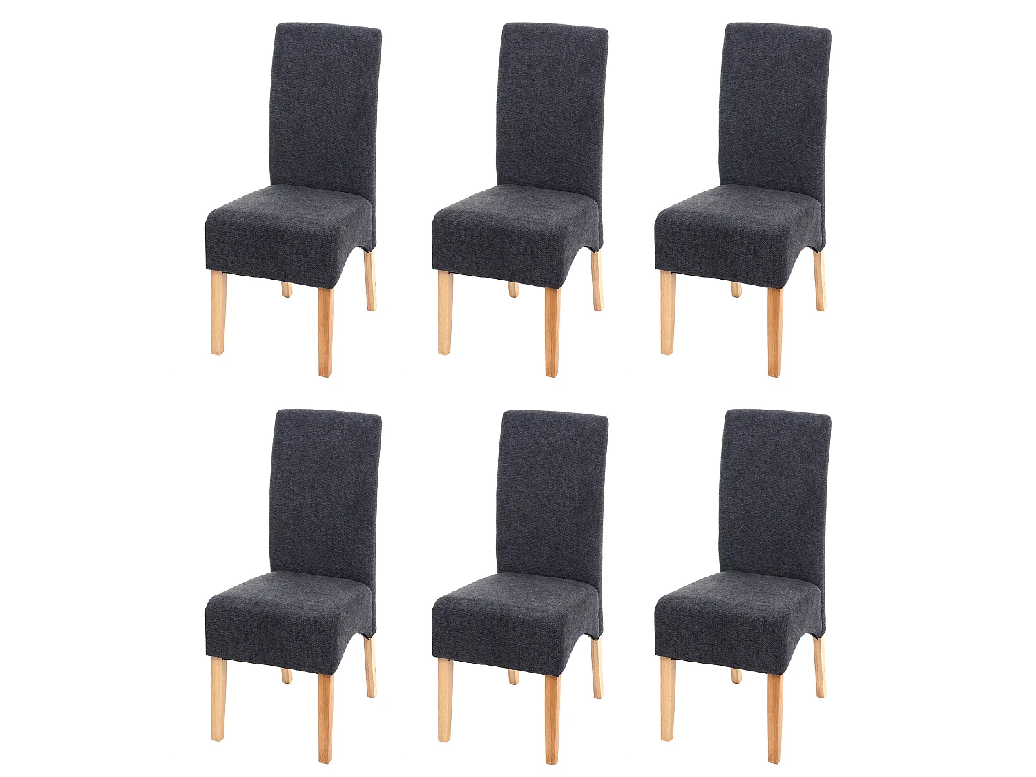Set 6x sedie soggiorno moderno elegante Latina tessuto per sala da pranzo grigio scuro gambe chiare