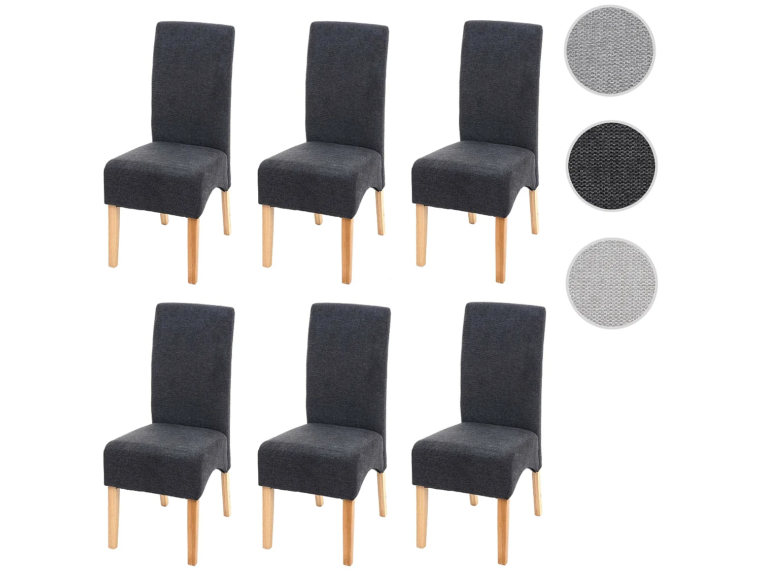 Esszimmerstuhl Crotone (6er-Set), Dunkelgrau, helle Beine