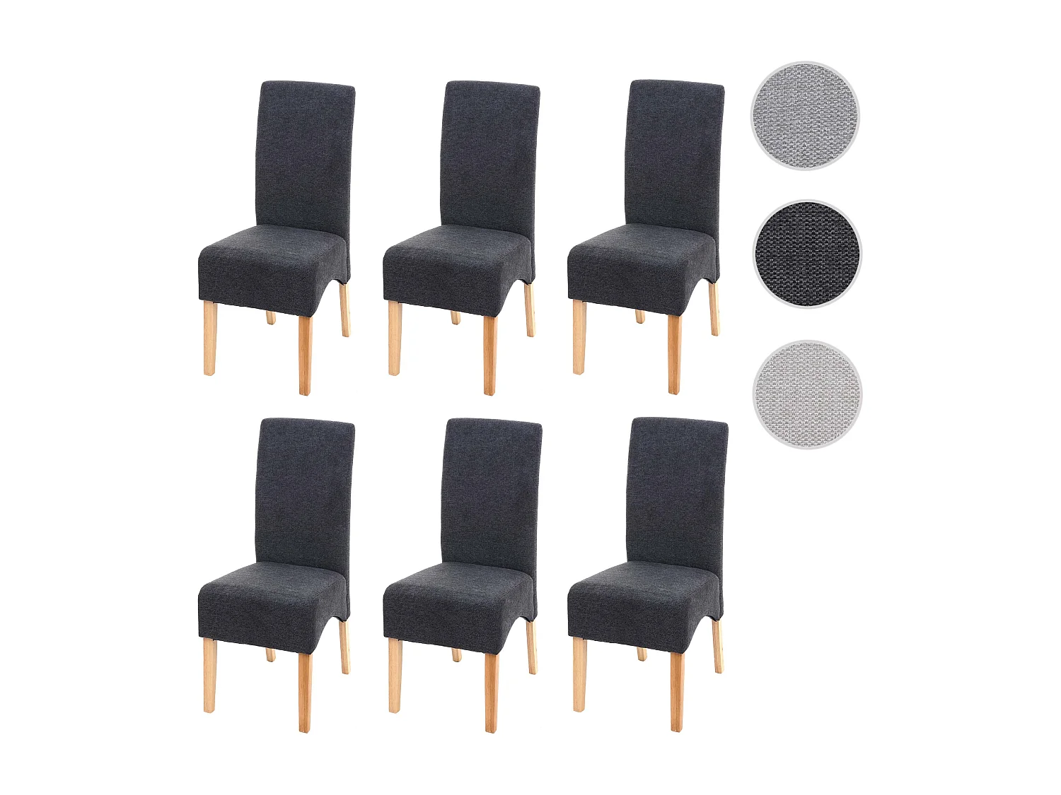 Eetkamerstoel Crotone (set van 6),  donkergrijs, lichte poten