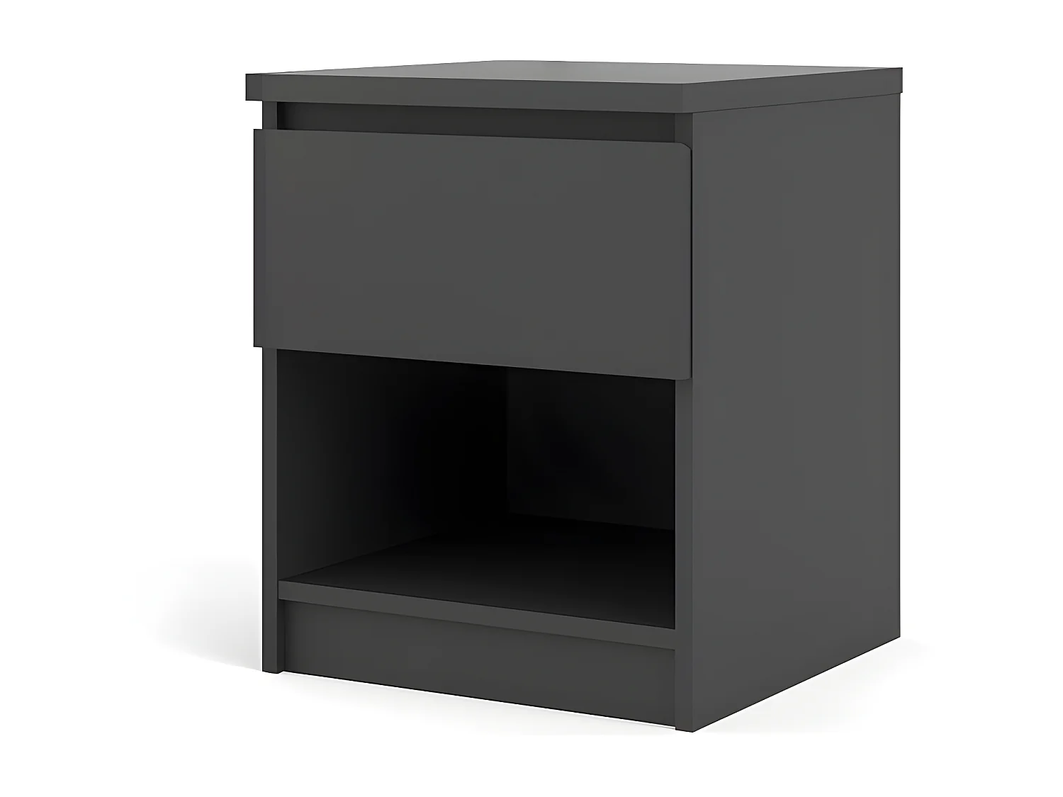 Nada Table de chevet à 1 tiroir et 1 espace de rangement ouvert, noir mat.