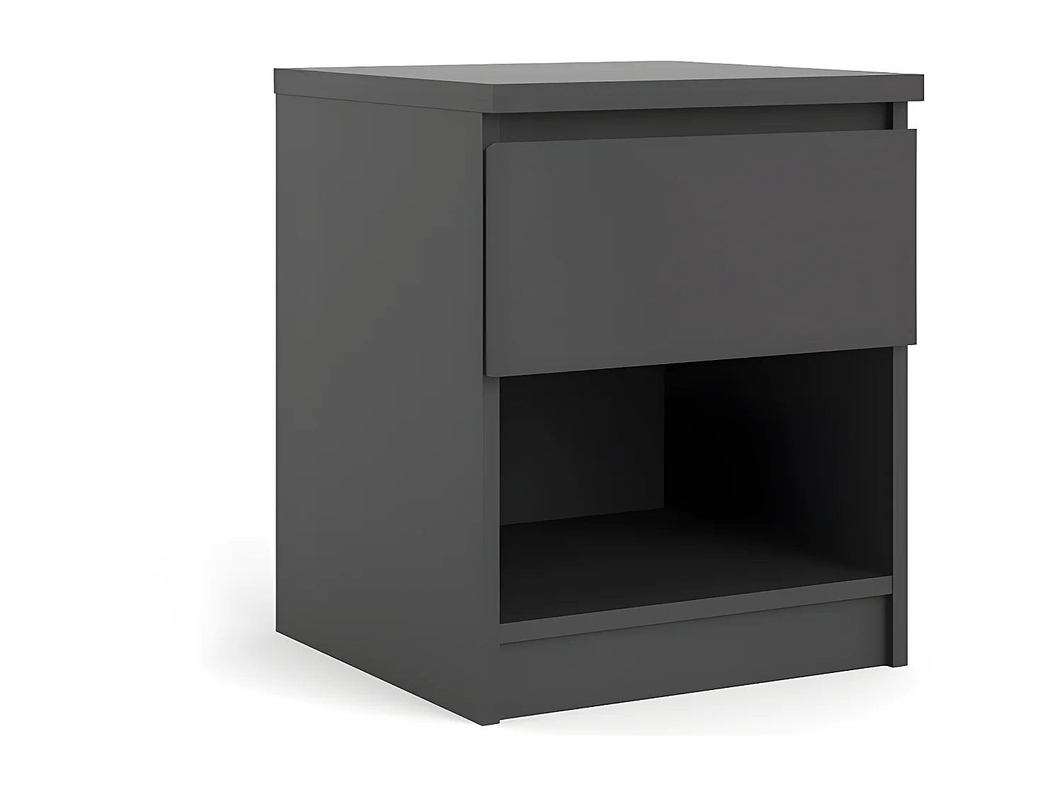 Nada Table de chevet à 1 tiroir et 1 espace de rangement ouvert, noir mat.