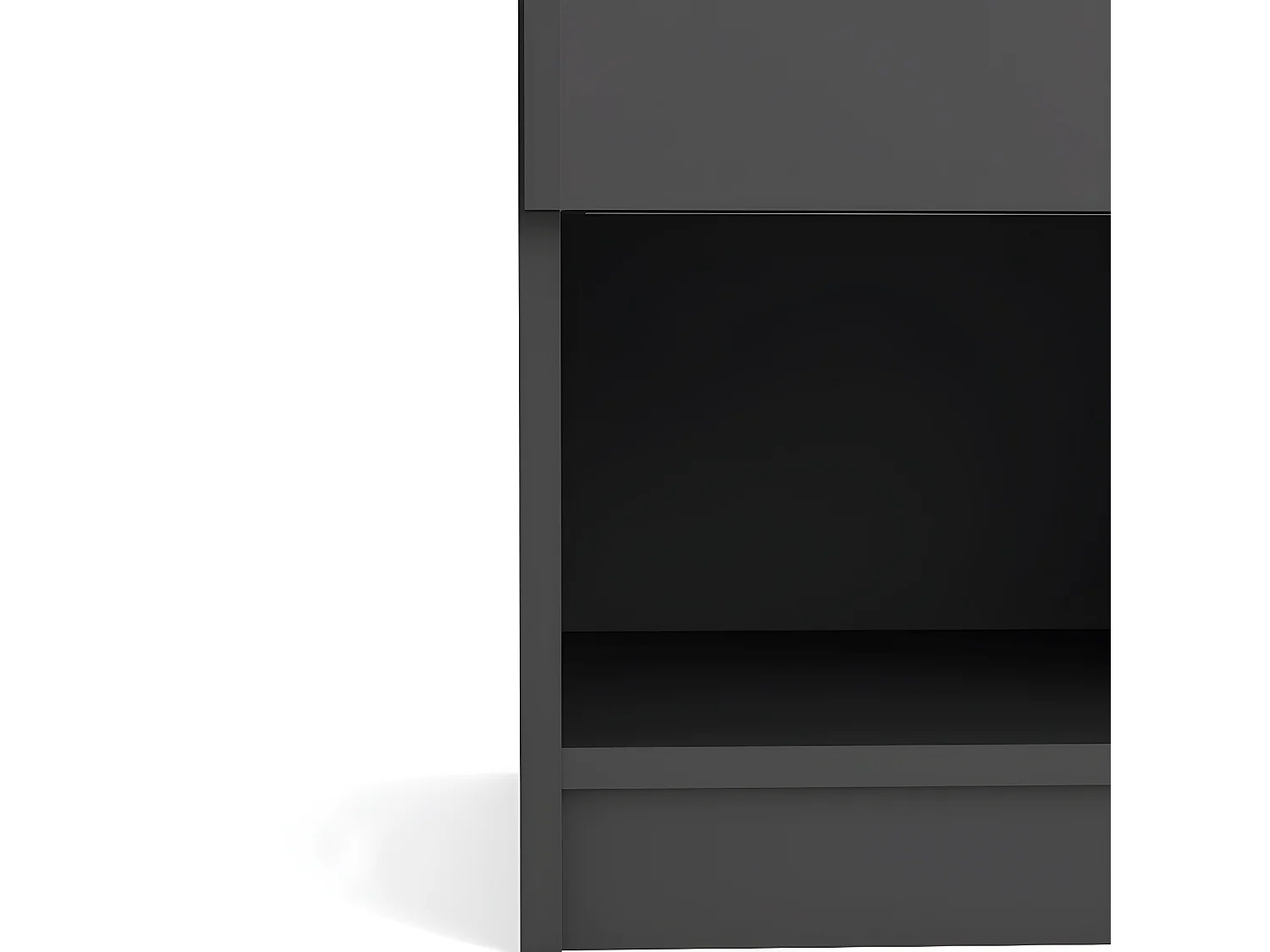 Nada Table de chevet à 1 tiroir et 1 espace de rangement ouvert, noir mat.