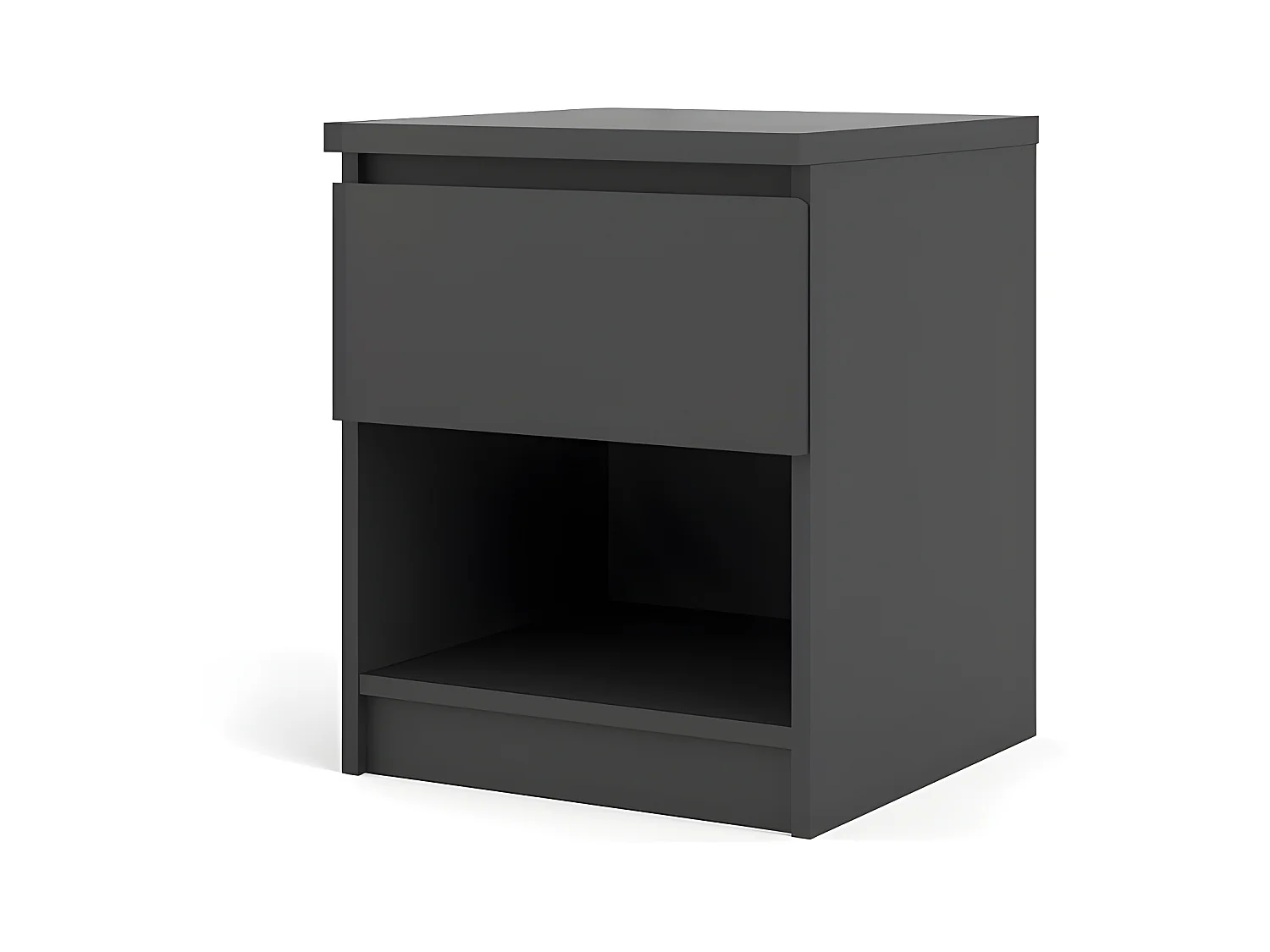 Comodino Nada 1 cassetto e 1 ripiano nero opaco.
