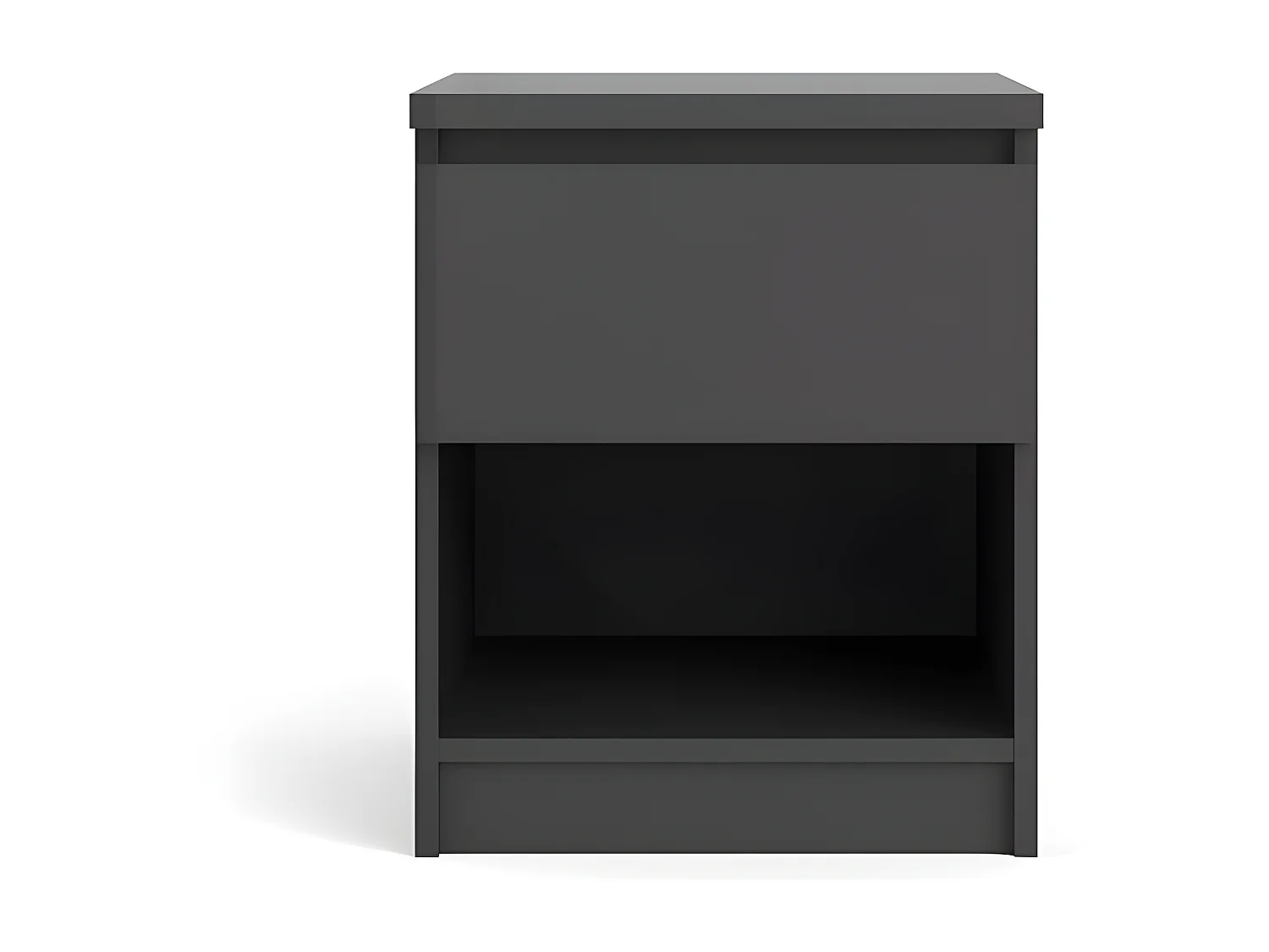 Nada Table de chevet à 1 tiroir et 1 espace de rangement ouvert, noir mat.