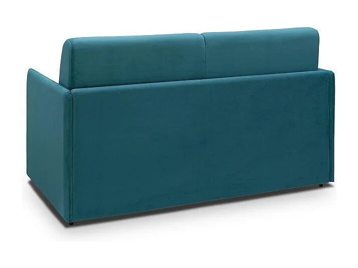 Canapé convertible express COLOSSE matelas épaisseur 22cm à mémoire de forme couchage 140 cm velours bleu paon