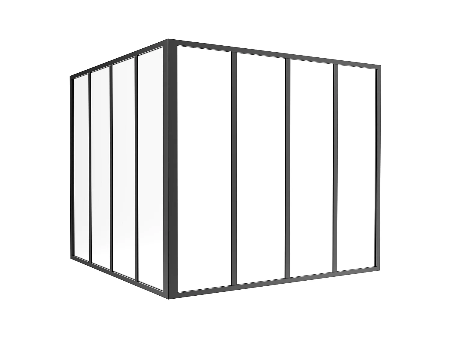 Cristalera de esquina de aluminio termolacado - Ancho 150 x Prof. 150 x Alt. 130 - blanco - BAYVIEW