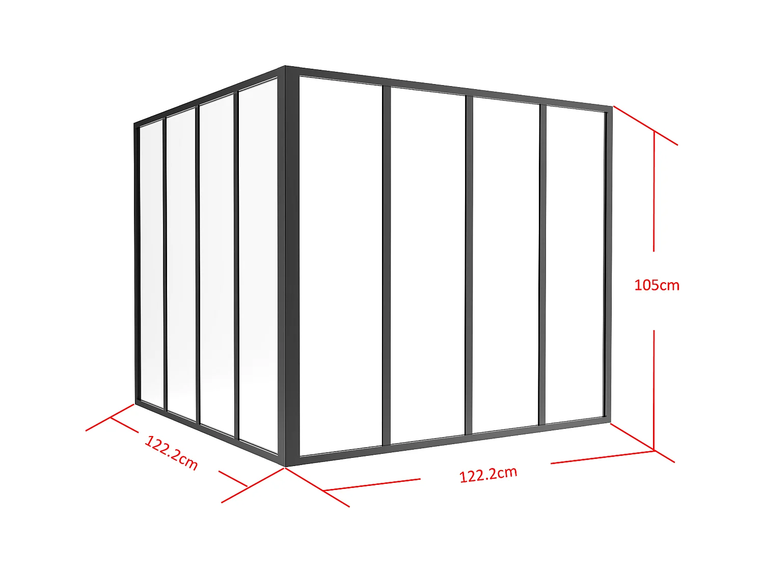 Cristalera de esquina de aluminio termolacado - Ancho 150 x Prof. 150 x Alt. 130 - blanco - BAYVIEW
