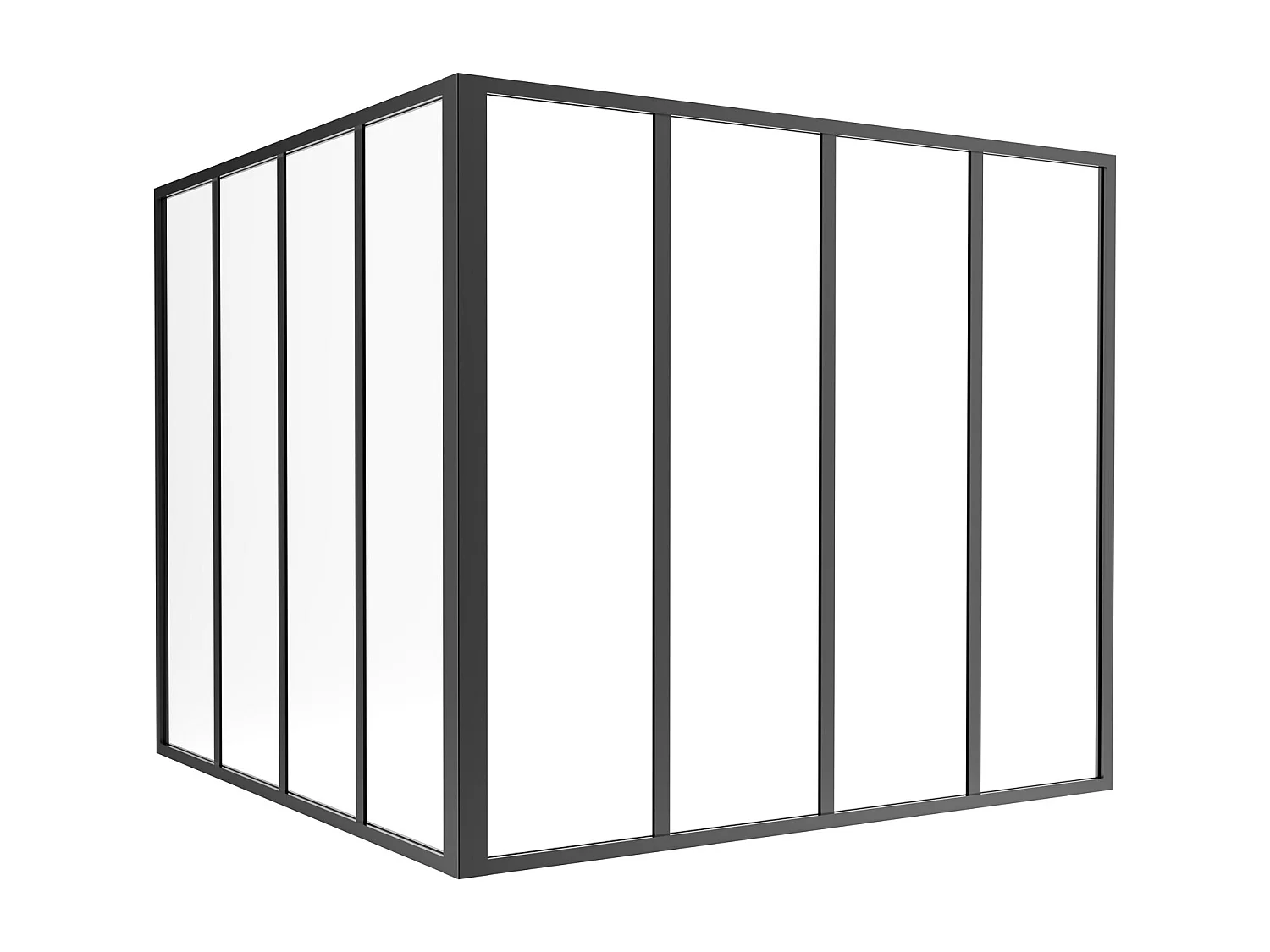 Hjørnevegg i pulverlakkert aluminium - L120 x L120 x H105 - Svart - BAYVIEW