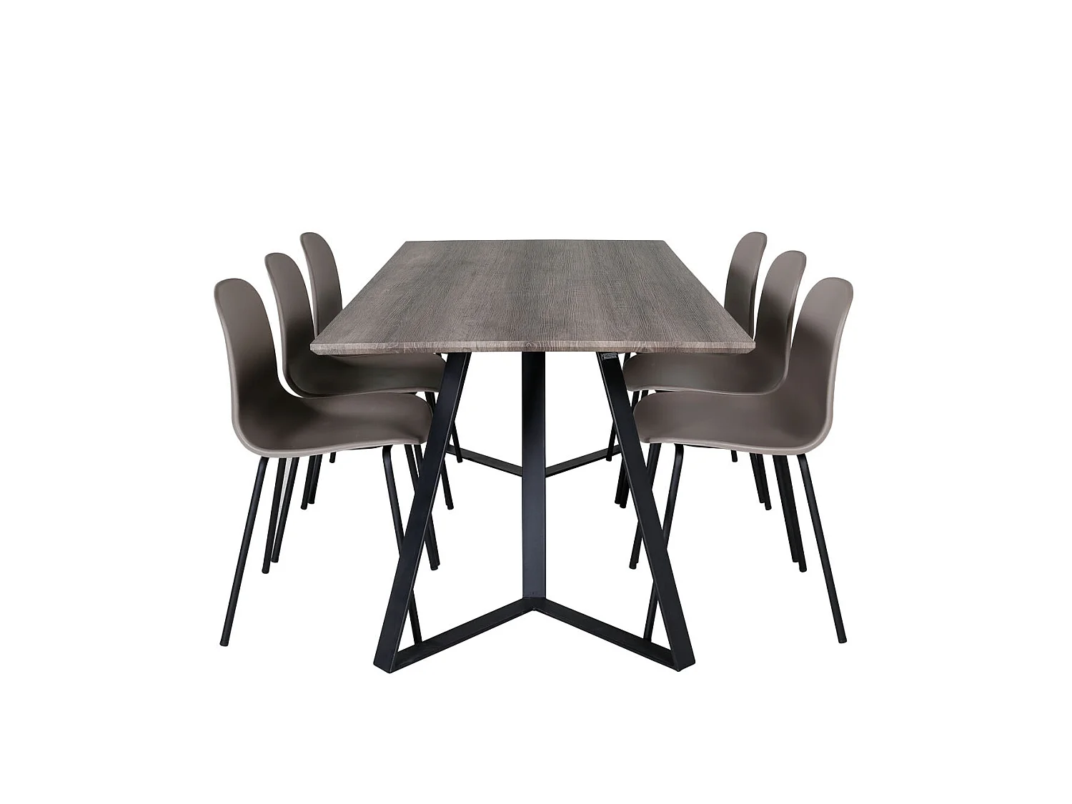 MarinaGRBL ensemble table, table El bois décor gris et 6 Arctic chaises kaki, noir.