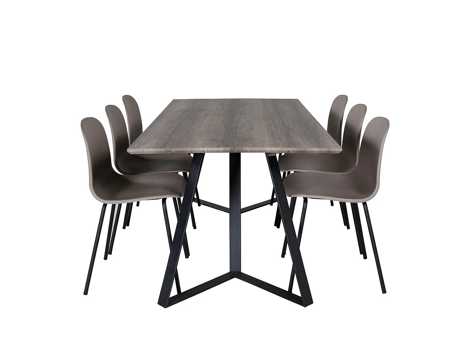 MarinaGRBL ensemble table, table El bois décor gris et 6 Arctic chaises kaki, noir.