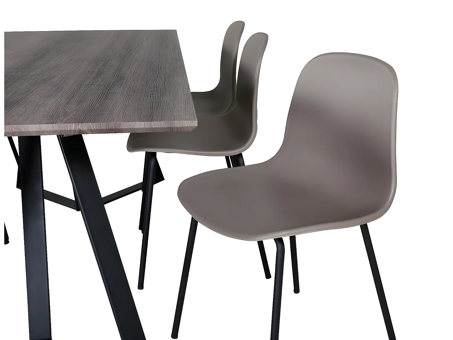 MarinaGRBL ensemble table, table El bois décor gris et 6 Arctic chaises kaki, noir.