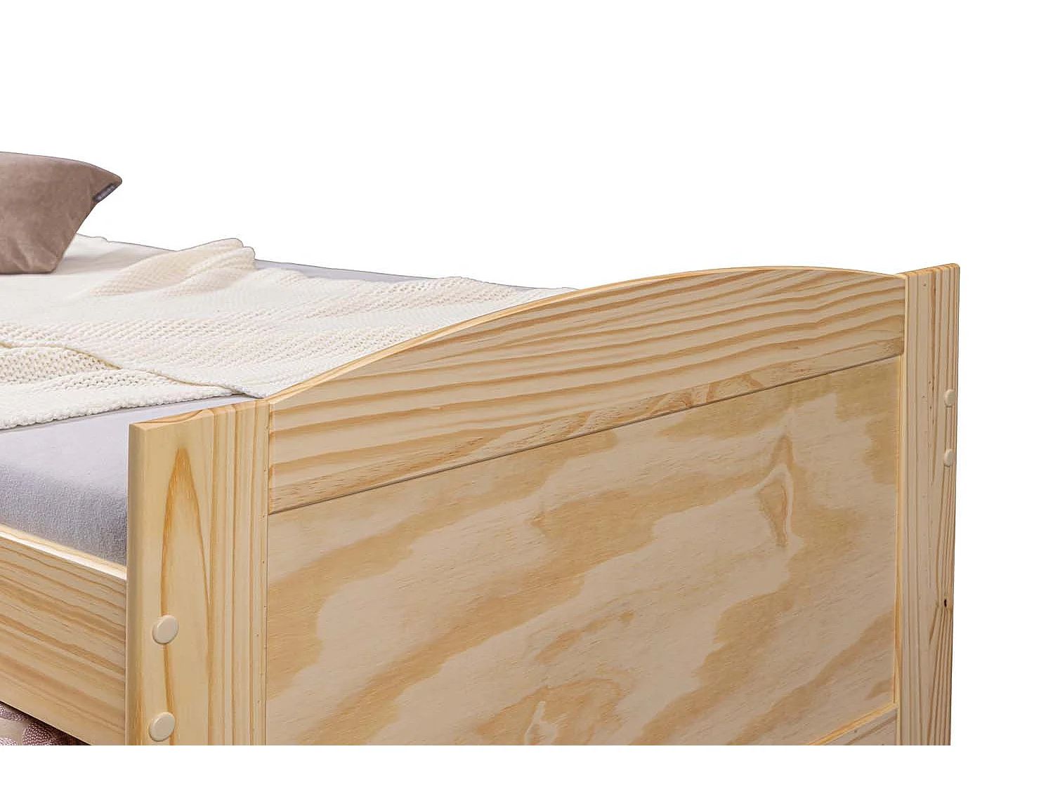 Marinella eenpersoonsbed 90x200 incl. lattenbodem, 3 kleine en 1 grote lade als opbergruimte of logeerbed, naturel.