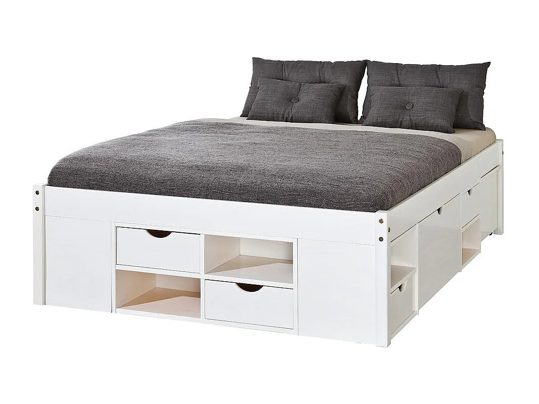 Wit bed tweepersoonsbed met royale bergruimte 180 x 200.