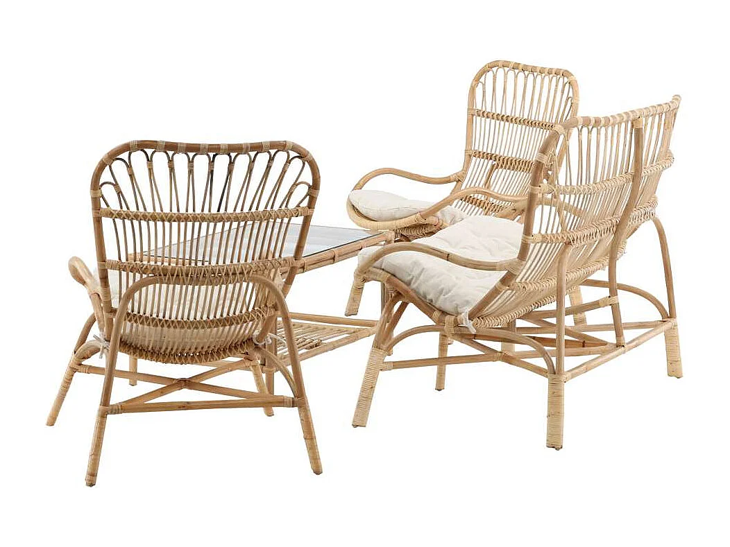 Salon de Jardin en Rotin "Ella" 110cm Naturel