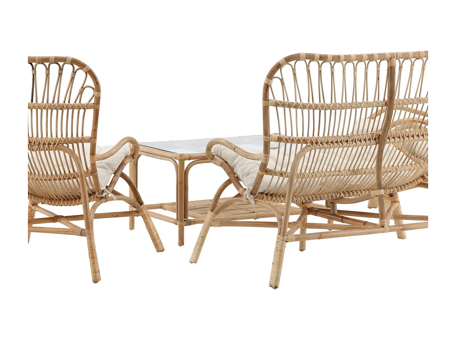 Salon de Jardin en Rotin "Ella" 110cm Naturel