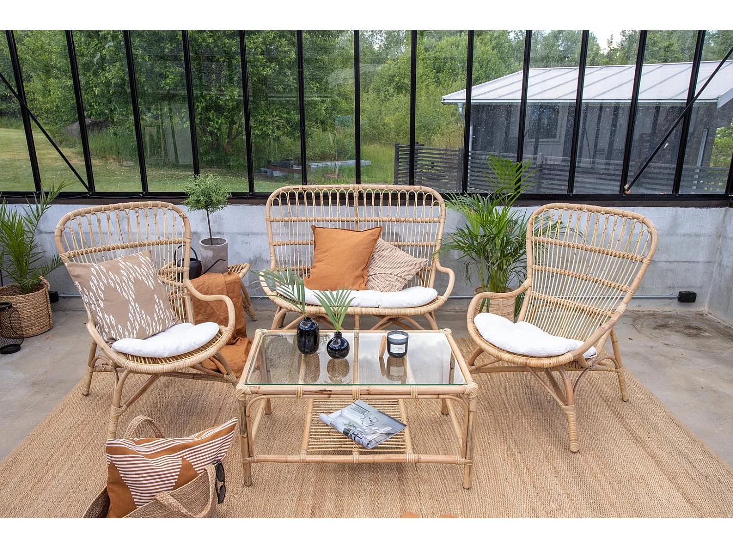 Salon de Jardin en Rotin "Ella" 110cm Naturel