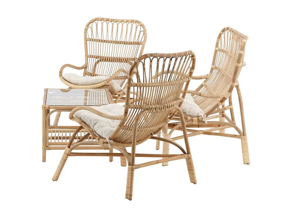 Salon de Jardin en Rotin "Ella" 110cm Naturel