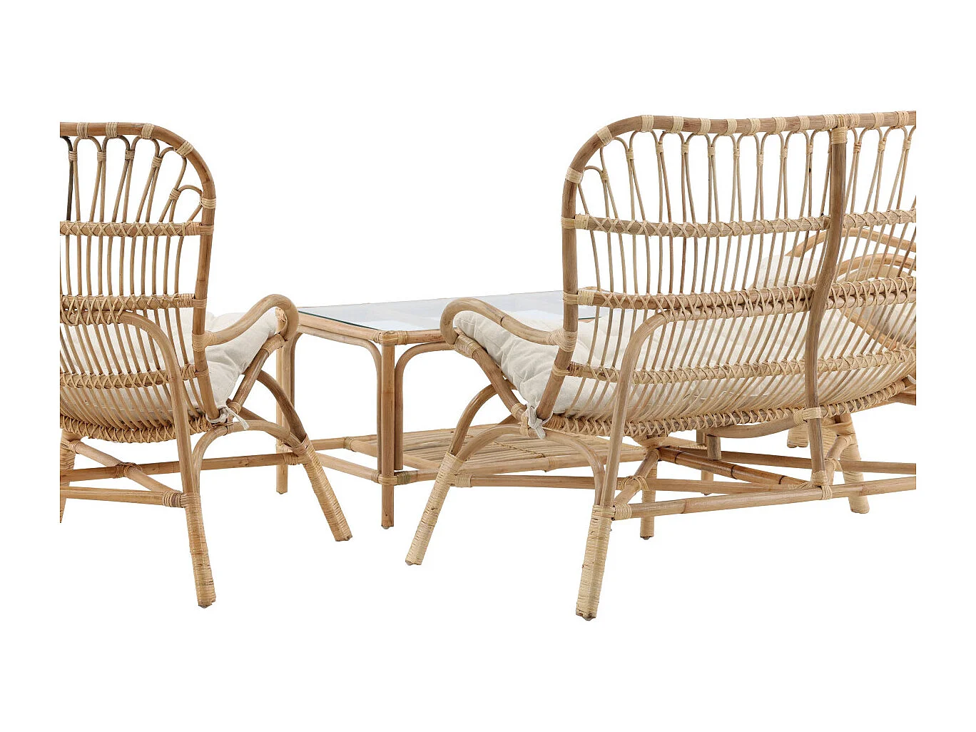 Salon de Jardin en Rotin "Ella" 110cm Naturel