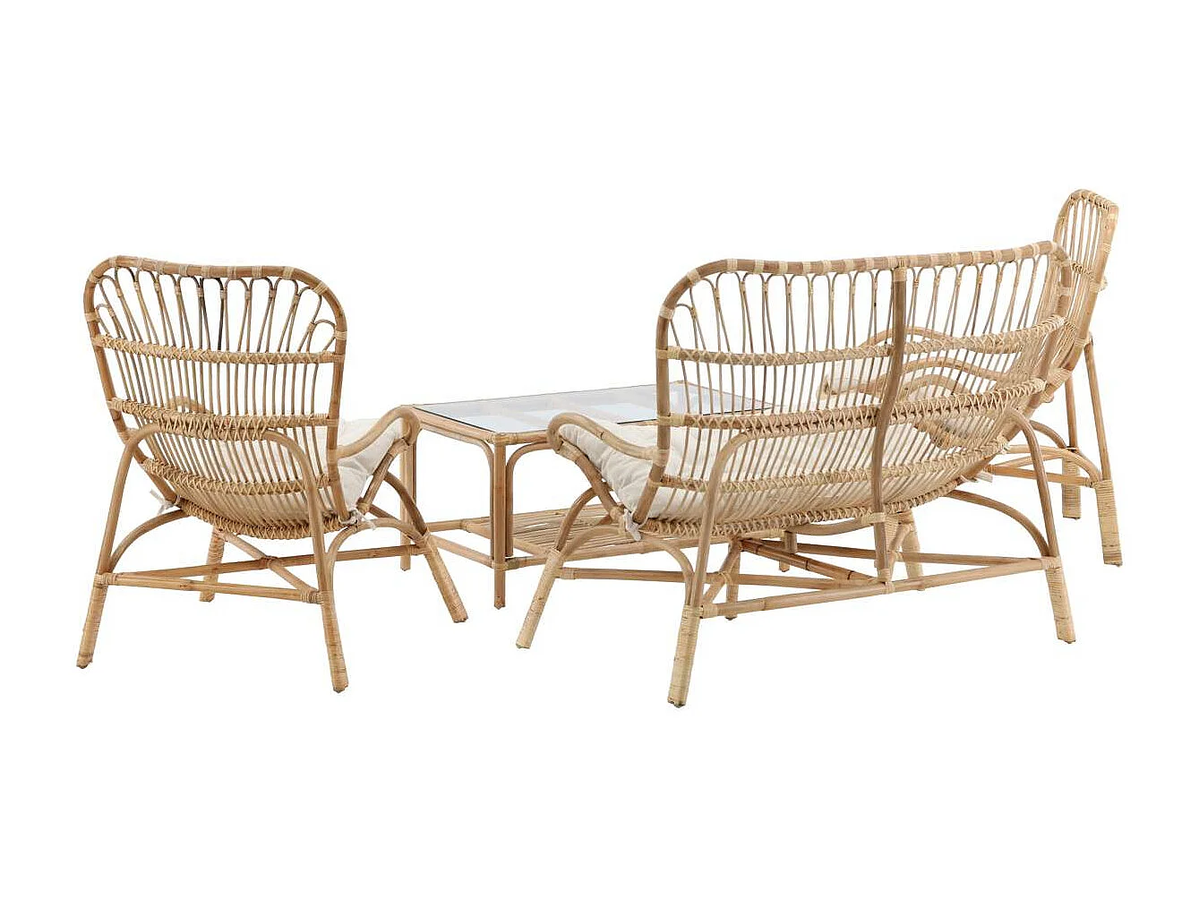 Salon de Jardin en Rotin "Ella" 110cm Naturel