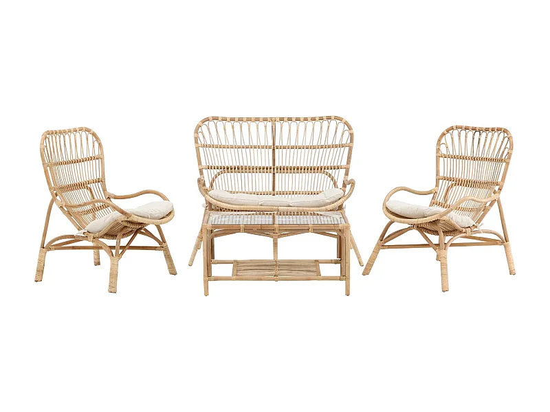 Salon de Jardin en Rotin "Ella" 110cm Naturel