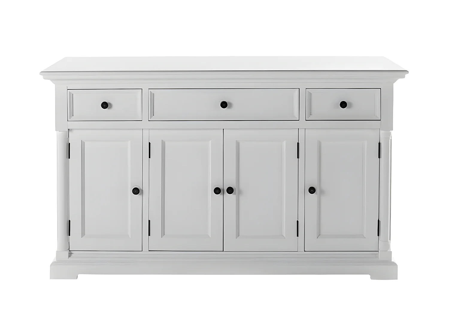 Provence buffet 4 portes, 1 grand 2 petit tiroirs blanc.