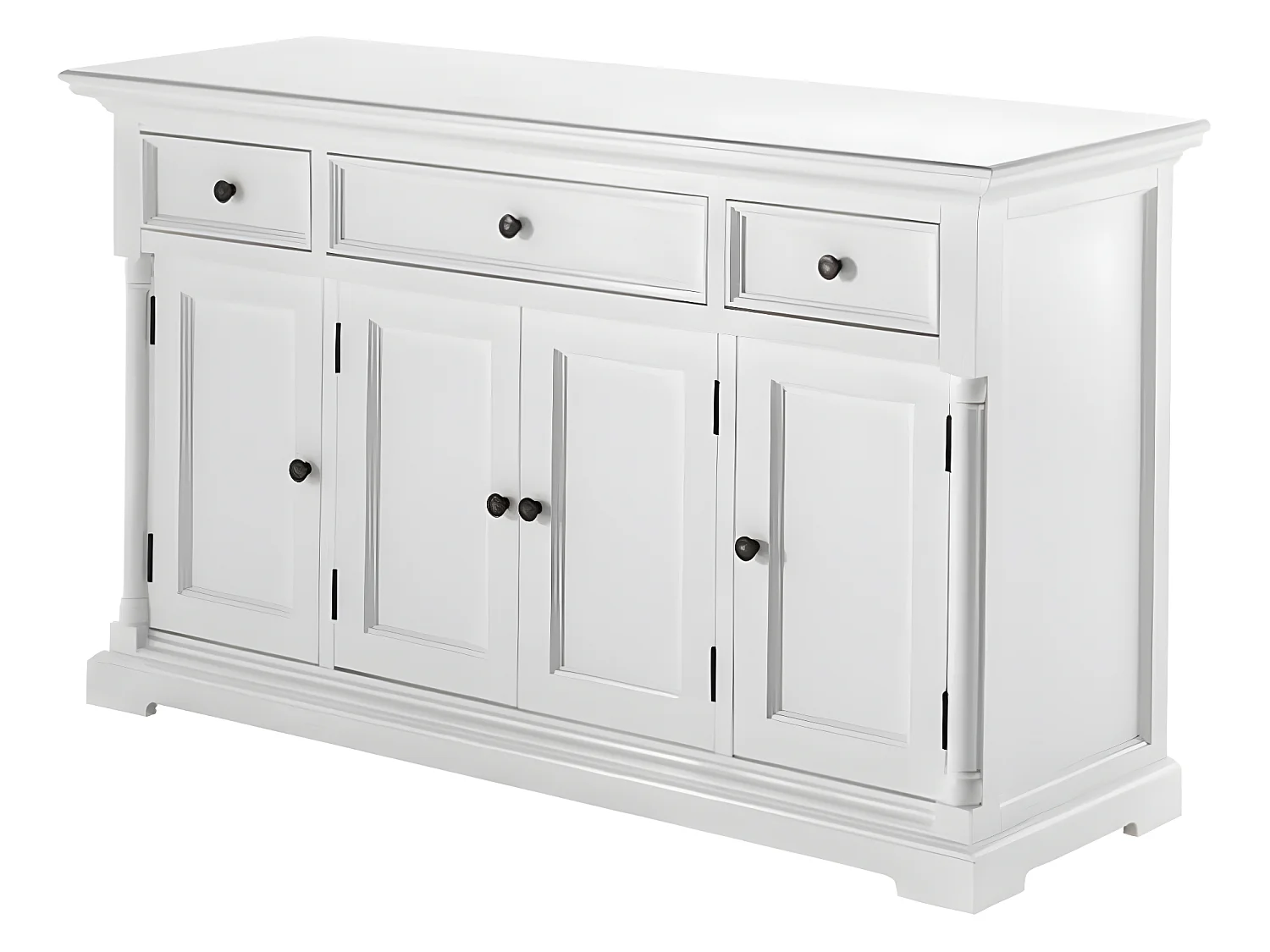 Provence buffet 4 portes, 1 grand 2 petit tiroirs blanc.