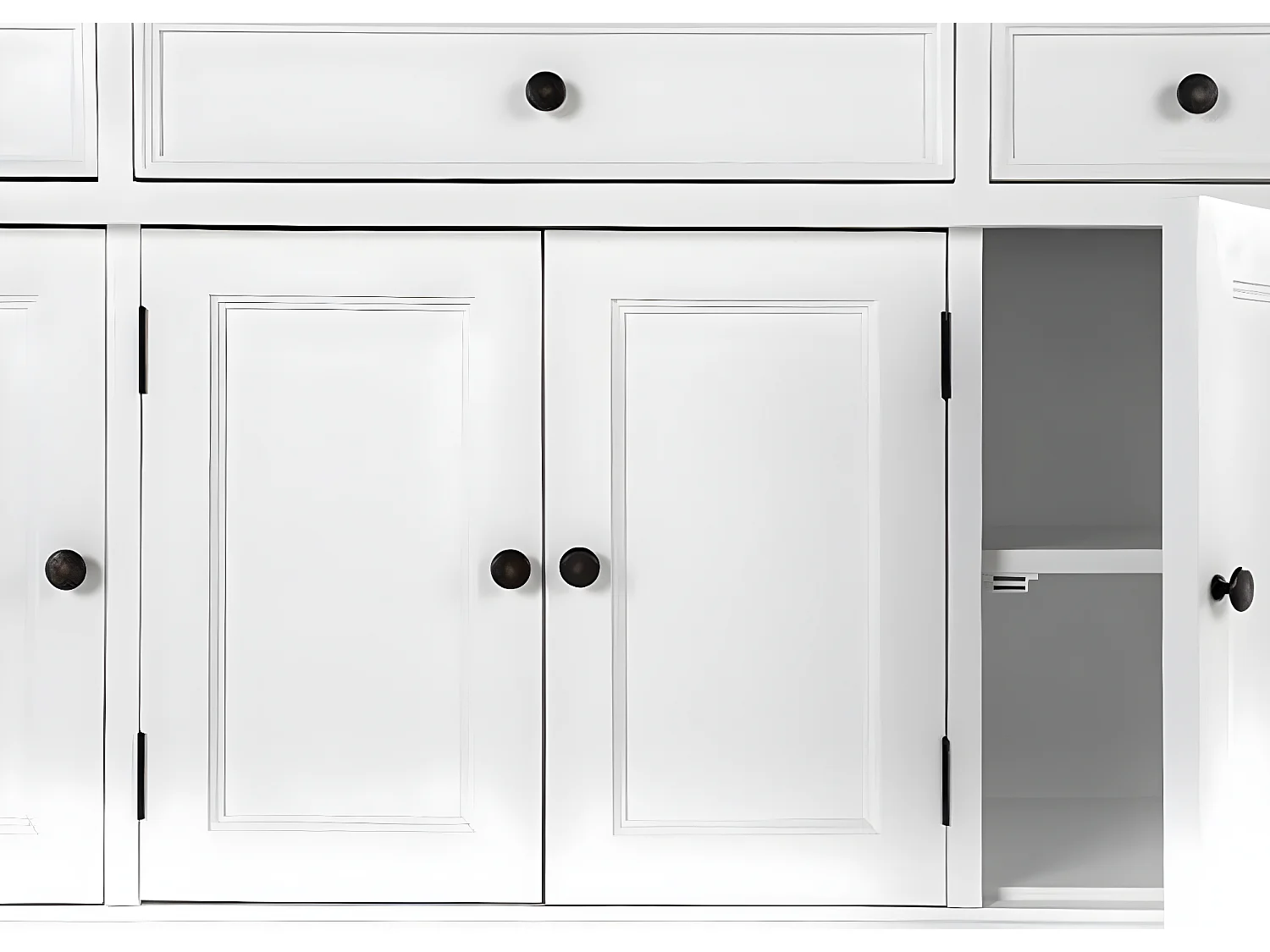 Provence buffet 4 portes, 1 grand 2 petit tiroirs blanc.