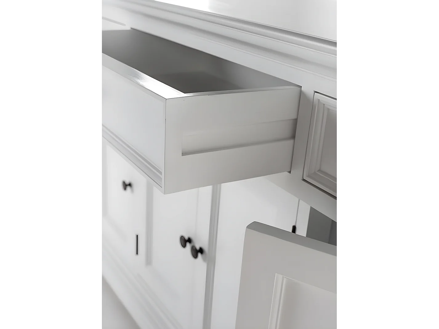 Provence buffet 4 portes, 1 grand 2 petit tiroirs blanc.