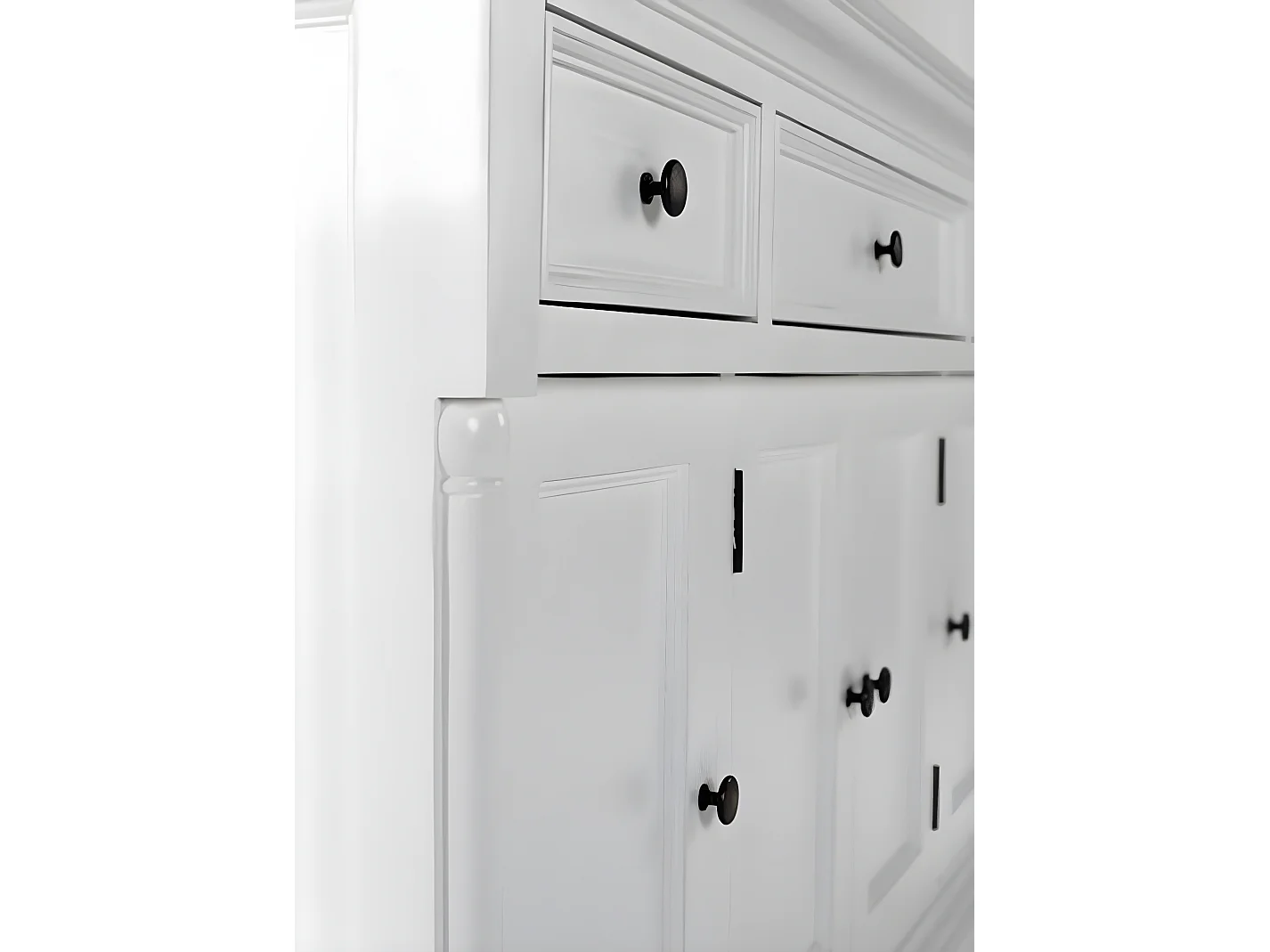 Provence buffet 4 portes, 1 grand 2 petit tiroirs blanc.