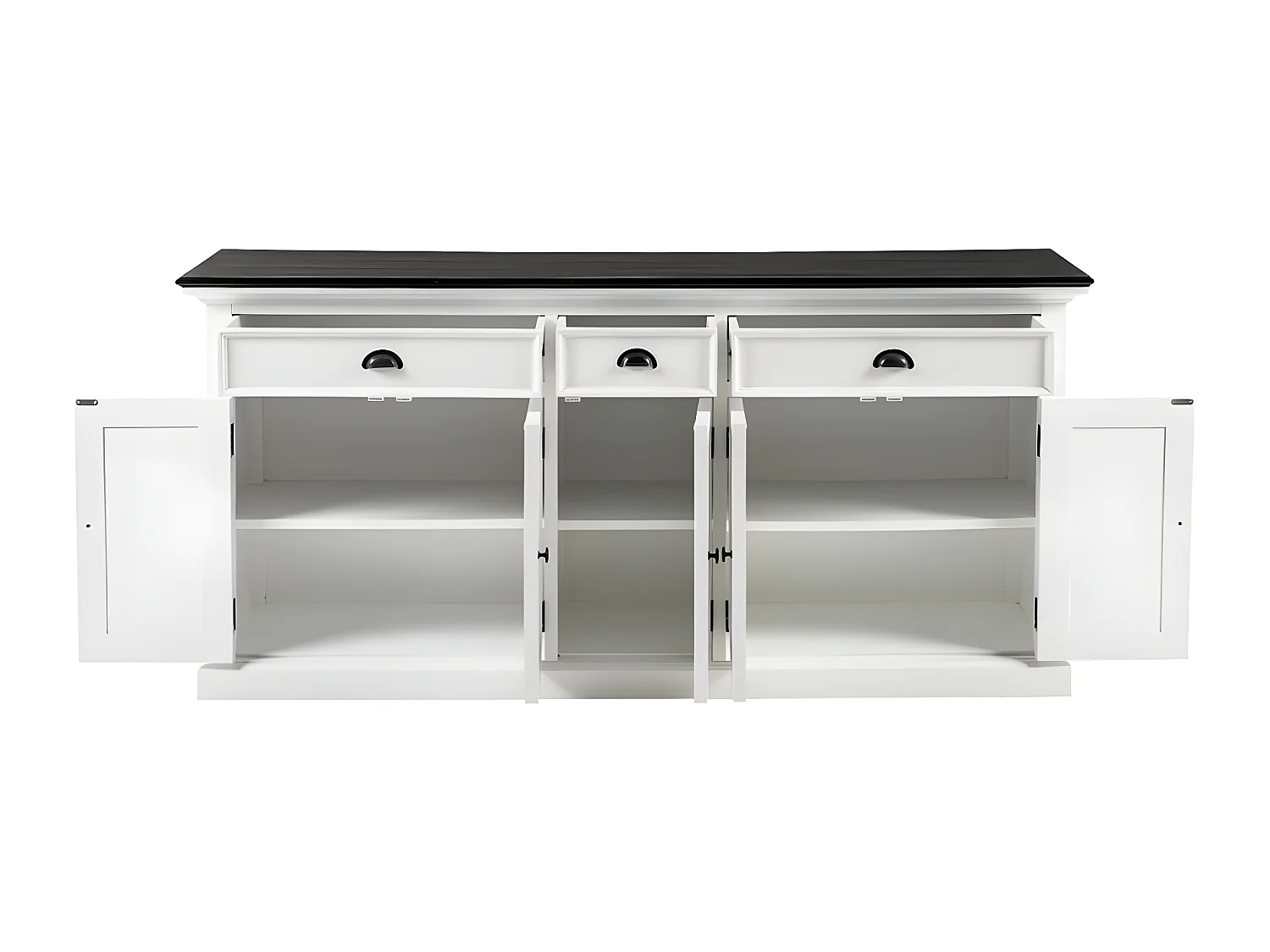 HalifaxContrast buffet 5 portes, 2 grande og 1 petit tiroir blanc, noir.