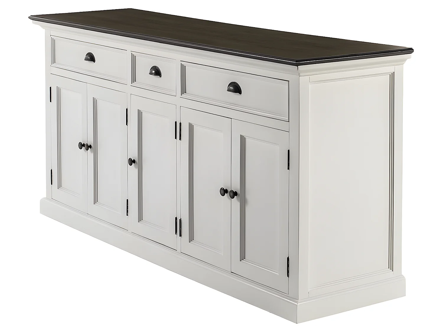 HalifaxContrast buffet 5 portes, 2 grande og 1 petit tiroir blanc, noir.