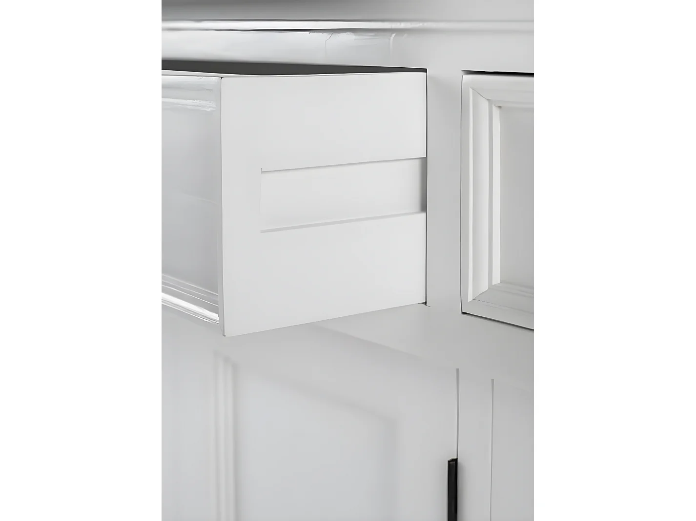 Provence buffet 5 portes, 2 grande 1 petit tiroir blanc.