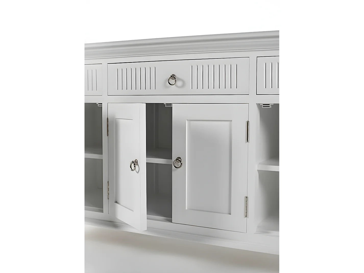 Skansen buffet 4 portes, 2 petit 1 grand tiroir blanc.