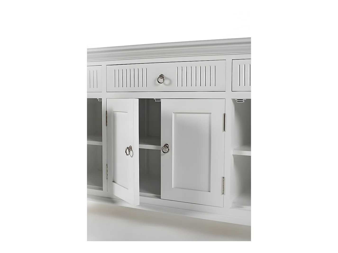 Skansen buffet 4 portes, 2 petit 1 grand tiroir blanc.