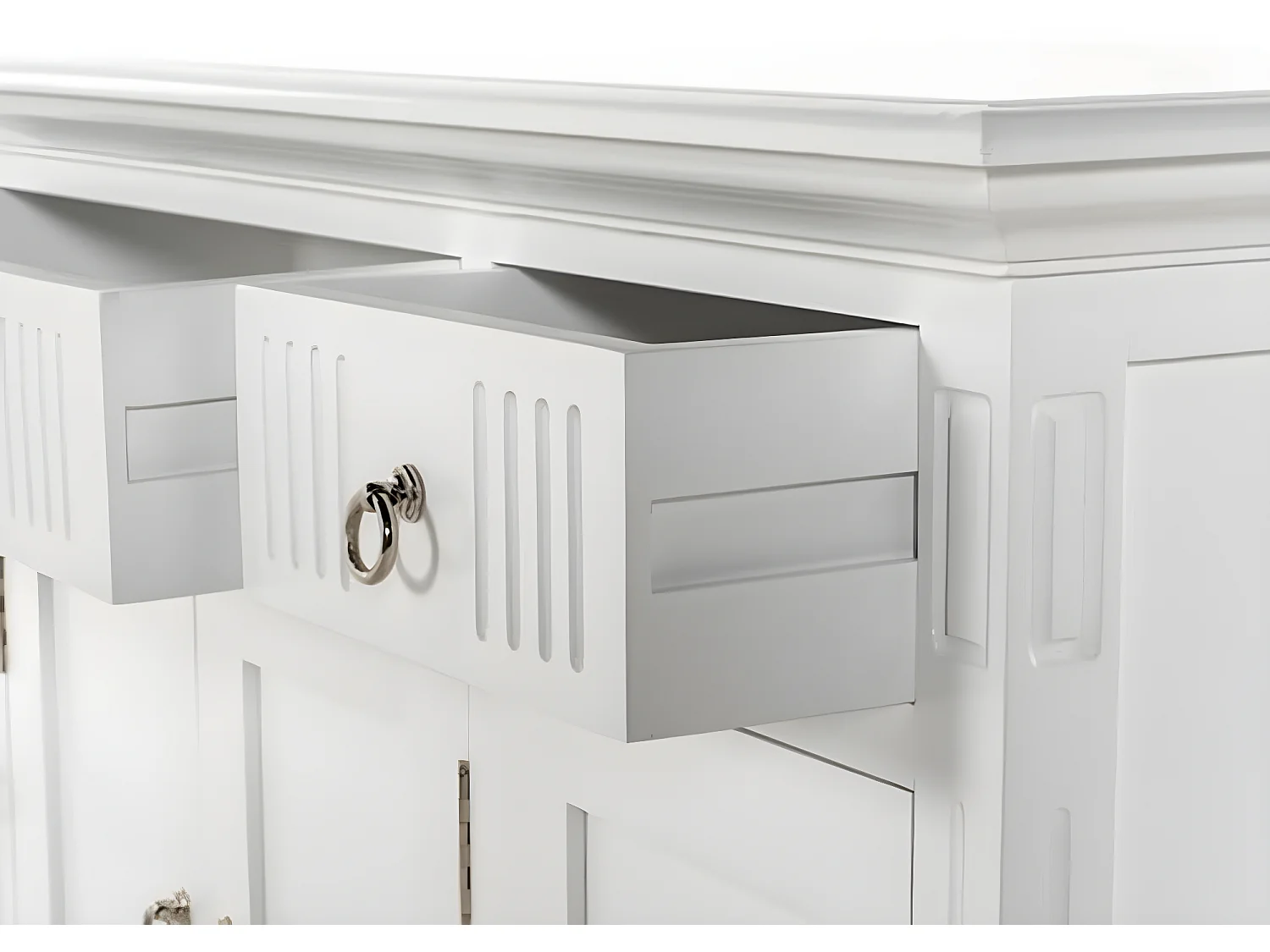 Skansen dressoir 4 deuren, 2 kleine 1 groot lade wit.