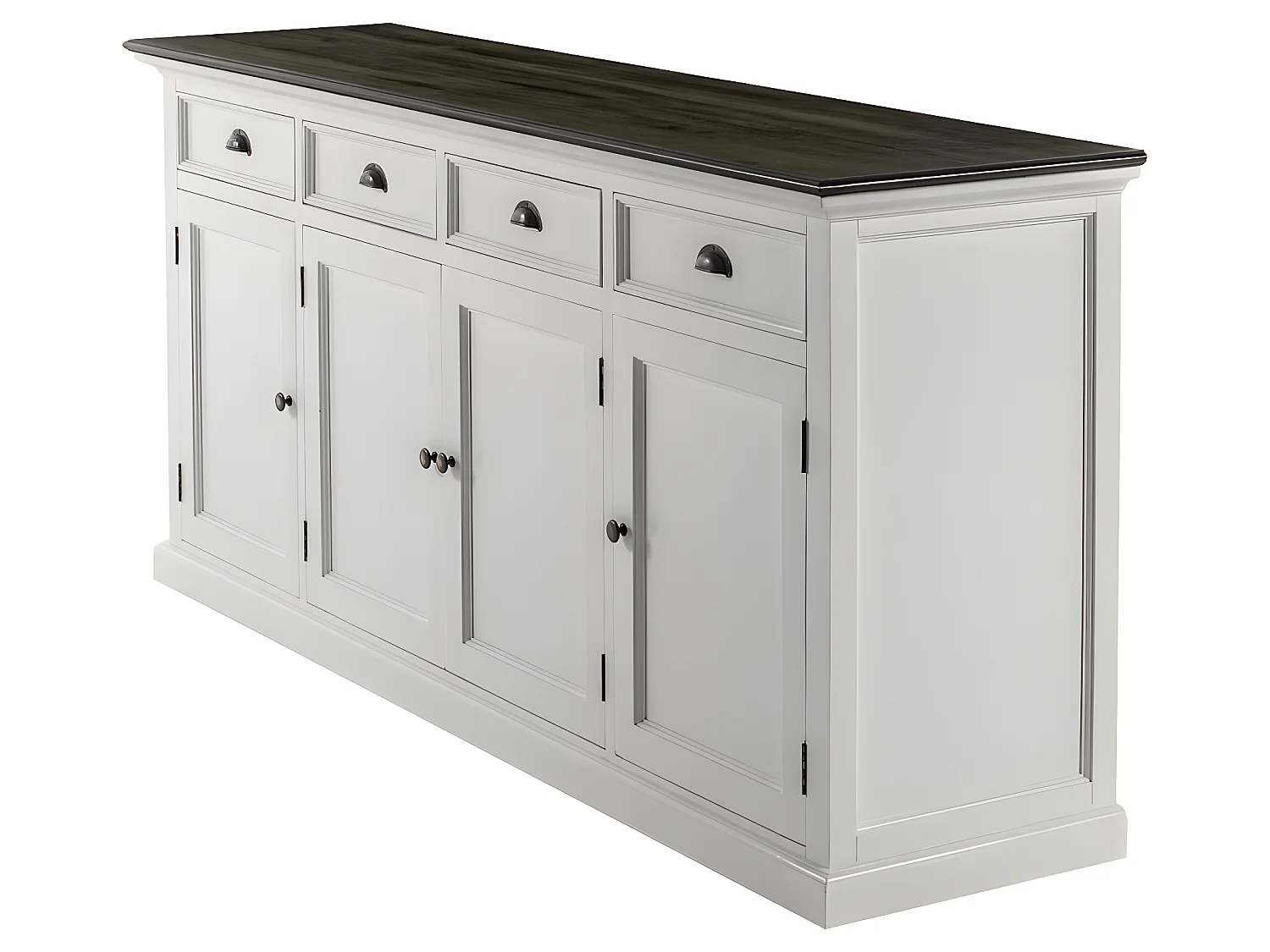 HalifaxContrast dressoir 4 deuren, 4 laden wit, zwart.