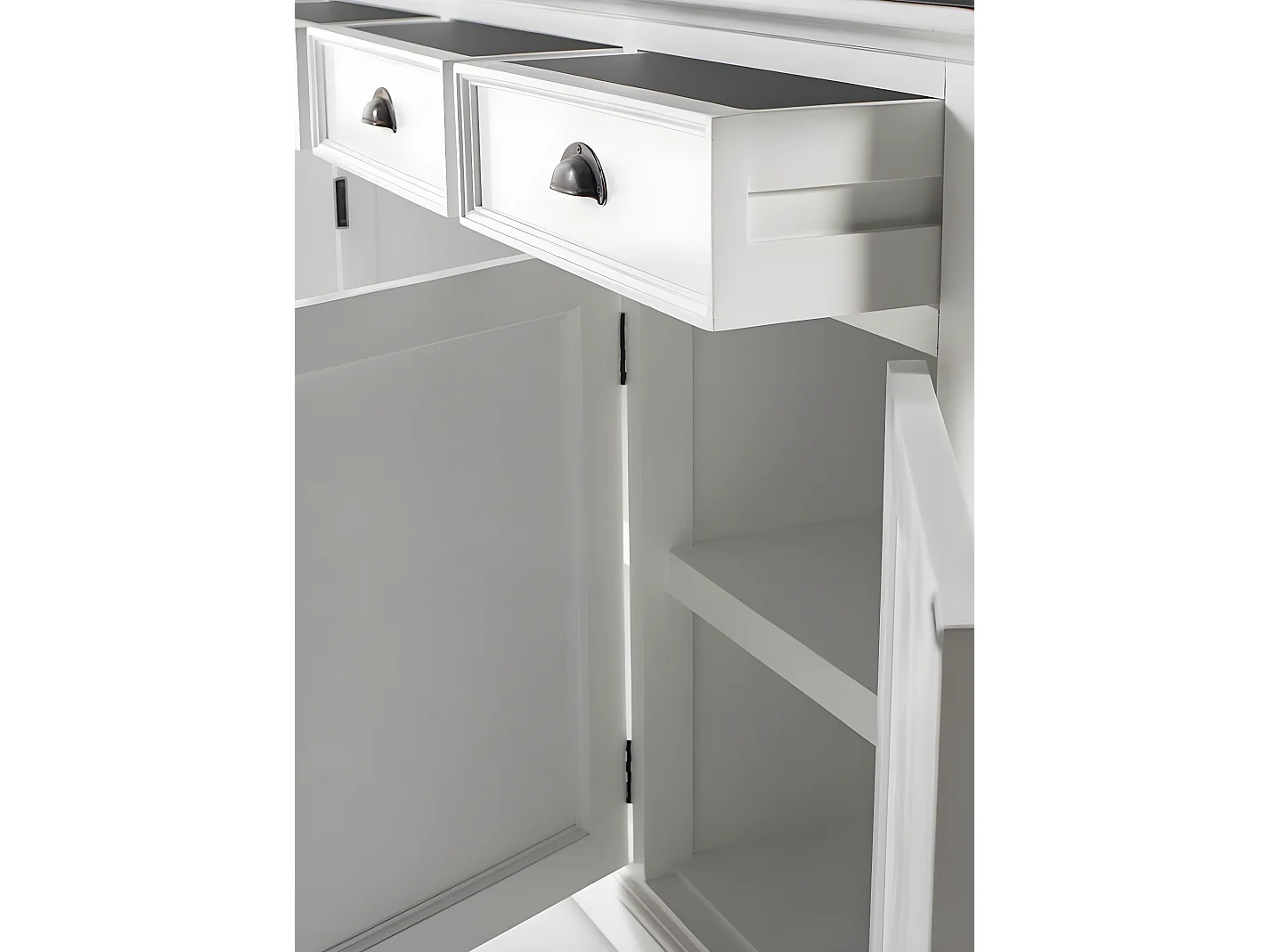 HalifaxContrast dressoir 4 deuren, 4 laden wit, zwart.