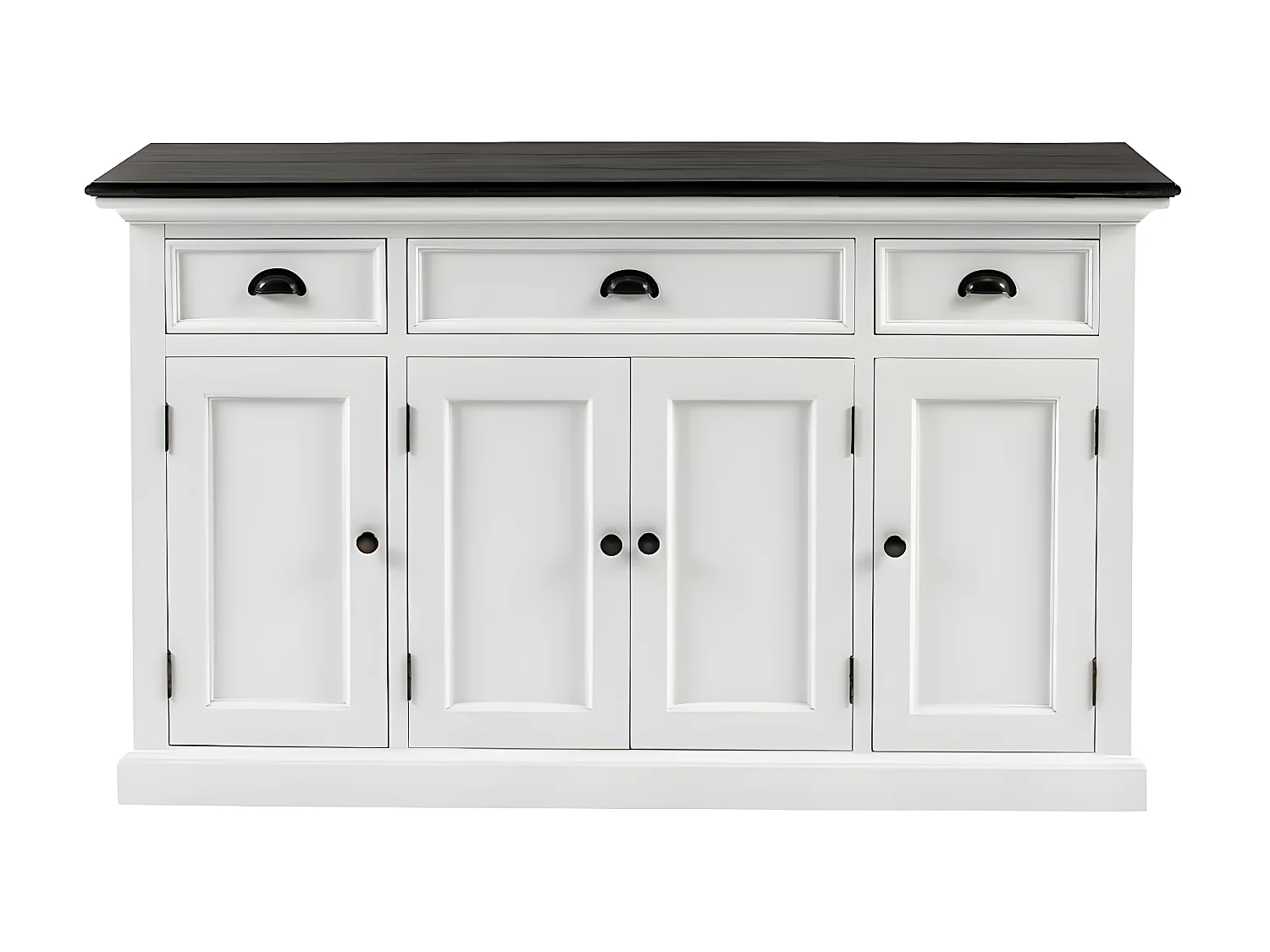 HalifaxContrast buffet 4 portes, 2 petit og 1 grand tiroir blanc, noir.