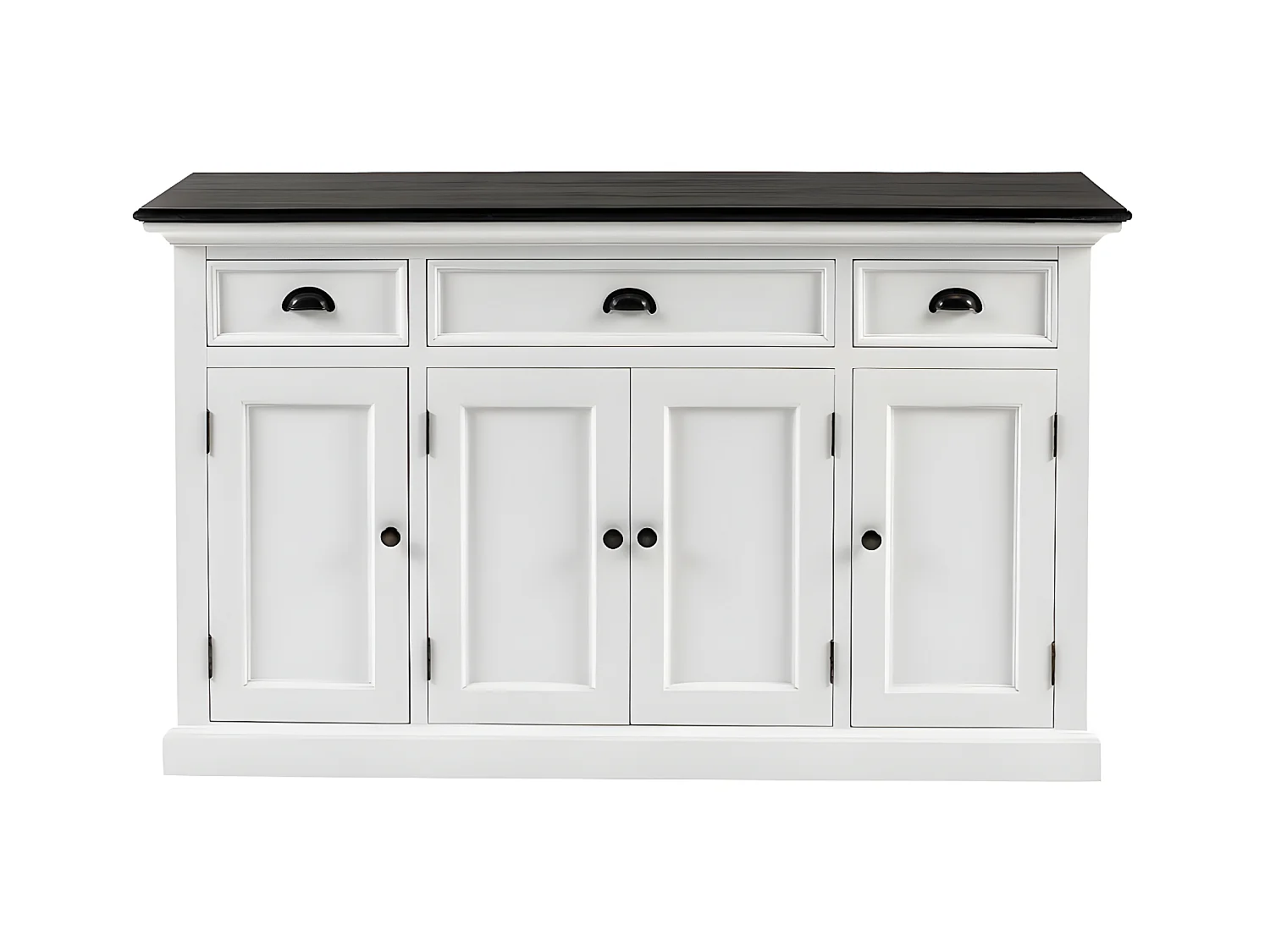 HalifaxContrast Sideboard 4 Türen, 2 kleine og 1 groß Schublade weiß, schwarz.